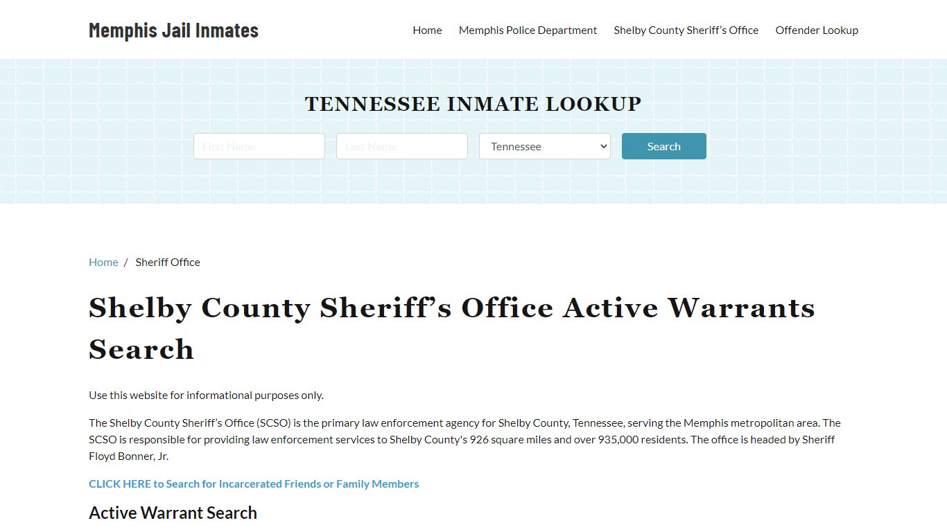 Shelby County Sheriff Office, TN Warrant Lookup - Memphis Jail